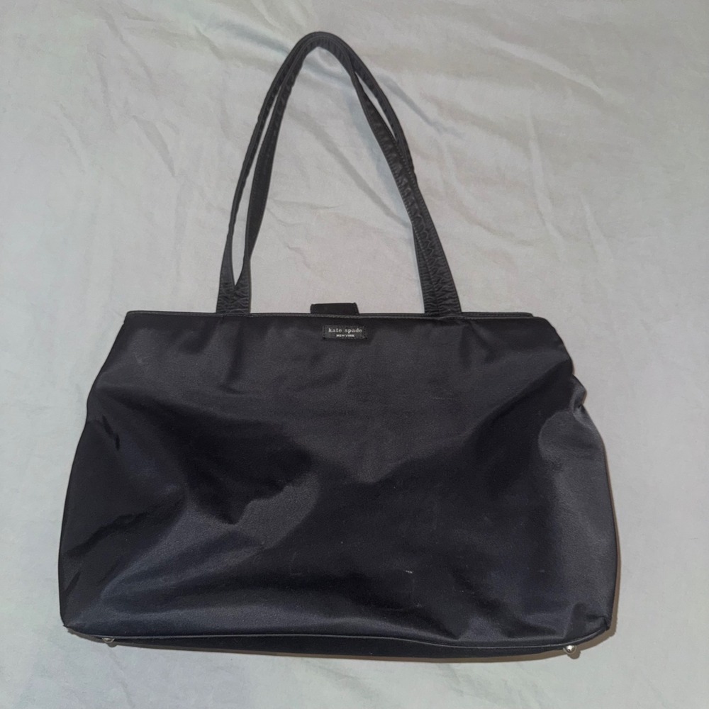 Kate Spade New York Black Nylon Structured Shoulder Tote Bag Sam Style